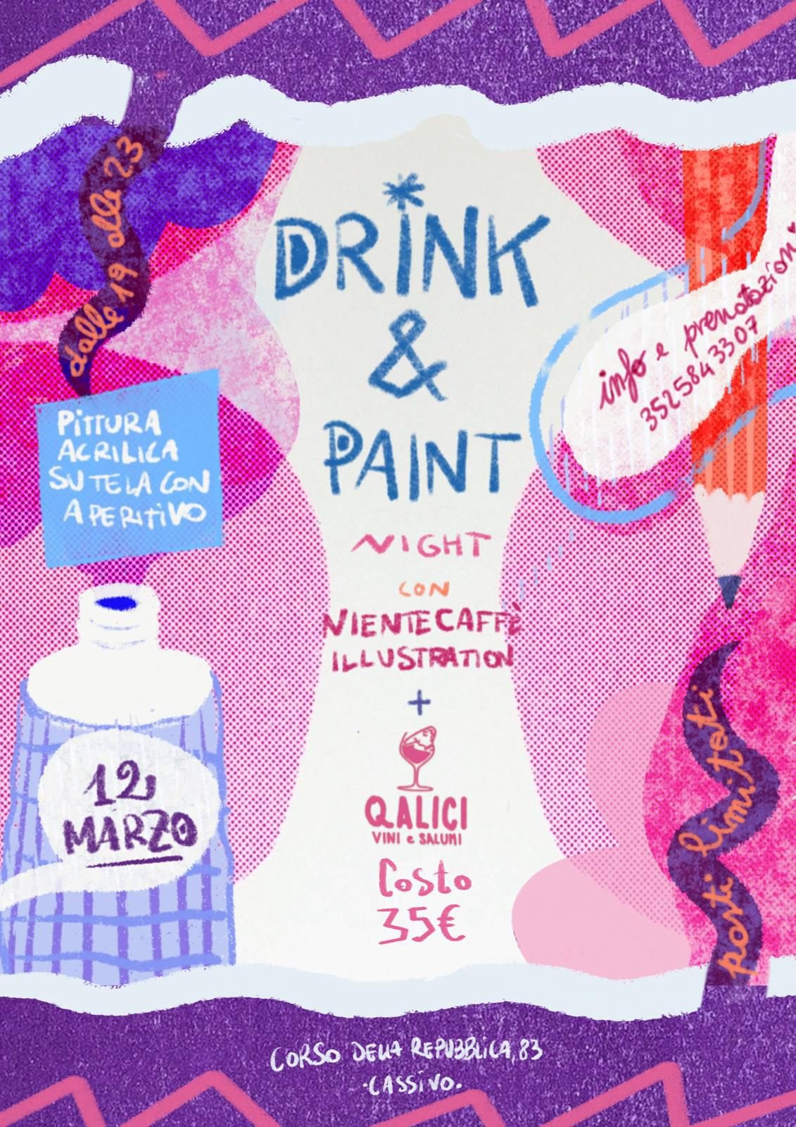 DRINK E PAINT NIENTE CAFFE CON QALICI VINI E SALUMI CASSINO